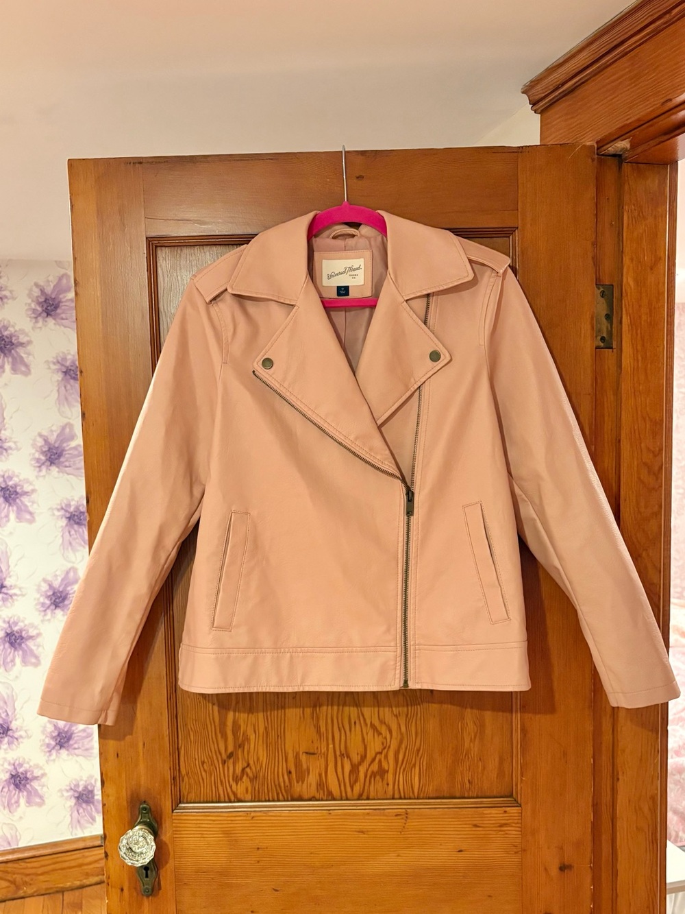 Universal Thread Blush Pink Moto-Style Faux Leather Jacket